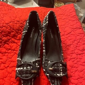 Chiaramonte Elegant Black and White Tweed Heels